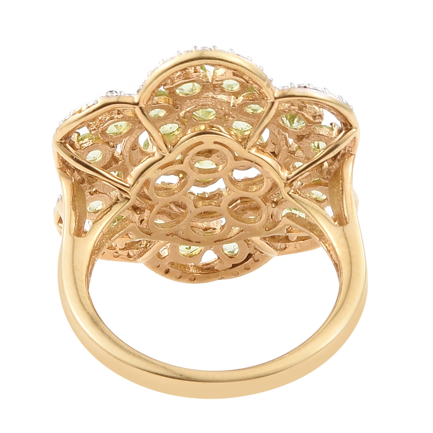 Yellow Gold Rhodium Plated 925 Sterling Silver Ring With Natural Natural white z