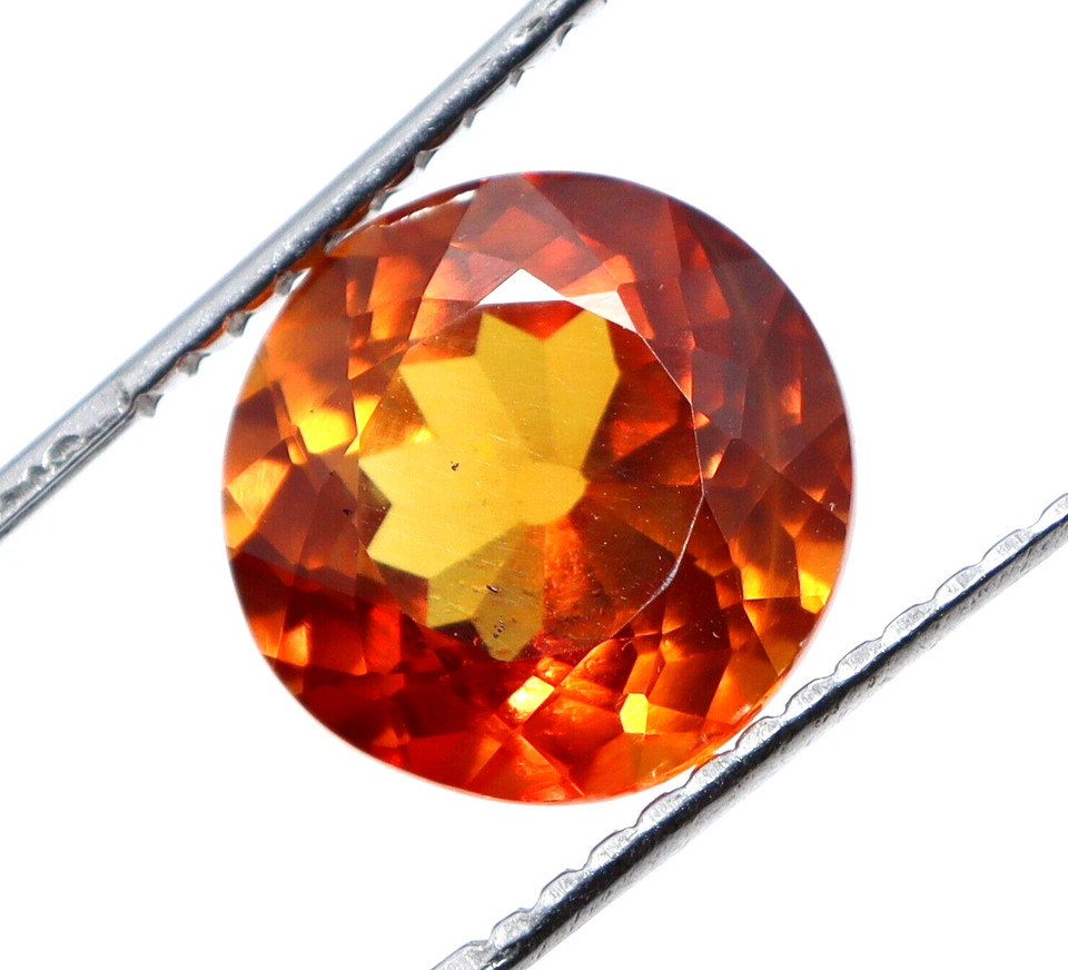 7.10 Ct Natural Orange Sapphire Round Cut Loose Certified Gemstone With Gift