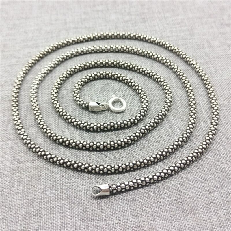 925 Sterling Silver Popcorn Chain Necklace 2.8mm 18 20 22 24 26 28 30 32 Inches