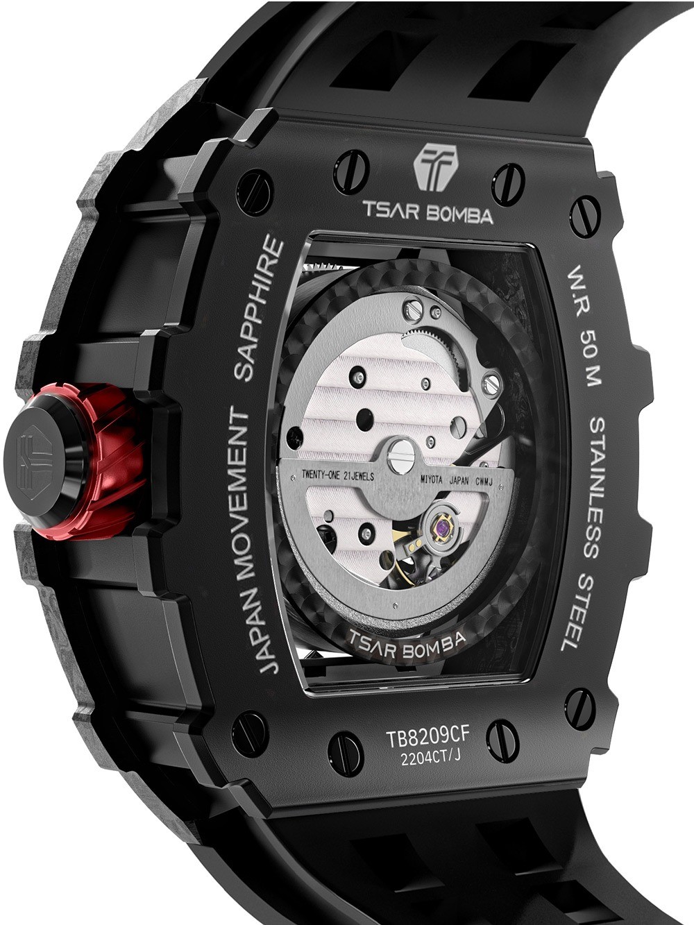 Tsar Bomba TB8209CF-01 Mens Watch Elemental Carbon Fiber Automatic 44mm 5ATM