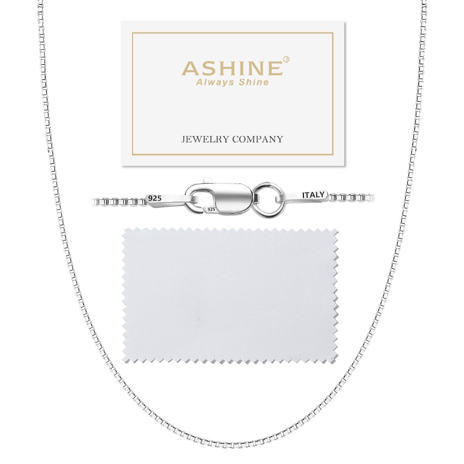 ASHINE “Pendant Ready Sterling Silver Box Chain Necklace for Women, 1mm 0.8mm…