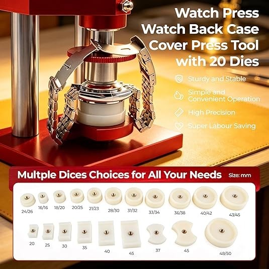 Watch Press Set,Watch Back Case Screw Type Precise Crystal Bezel 20Mm-45Mm Press