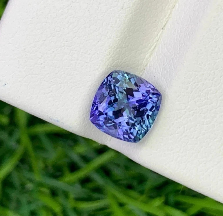 12.6 Ct + Extremely Rare Natural Blue Tanzanite Cushion Certified Loose Gemstone