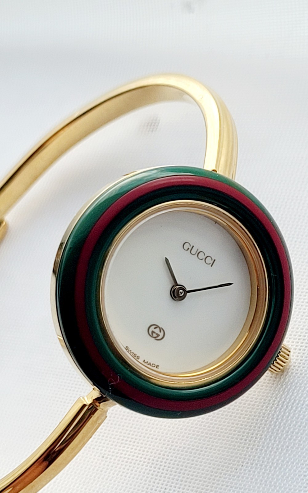 Gucci 1100-L Ladies💃Bangle Watch,Authentic,Scratch Free Crystal,Excellent,6″