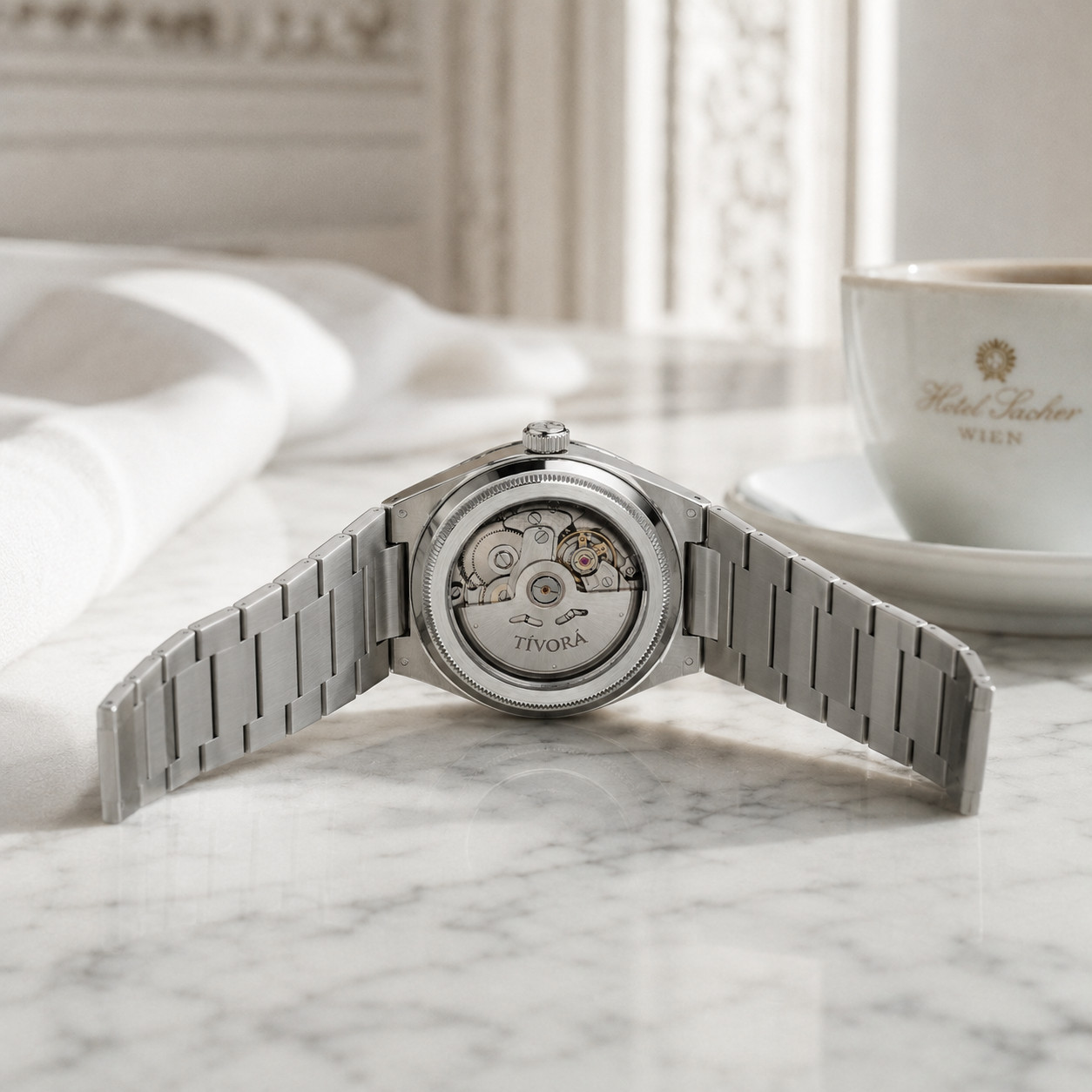 TÍVORÁ Échelon Argent Steel Ice Dial – Custom Branded Automatic Watch