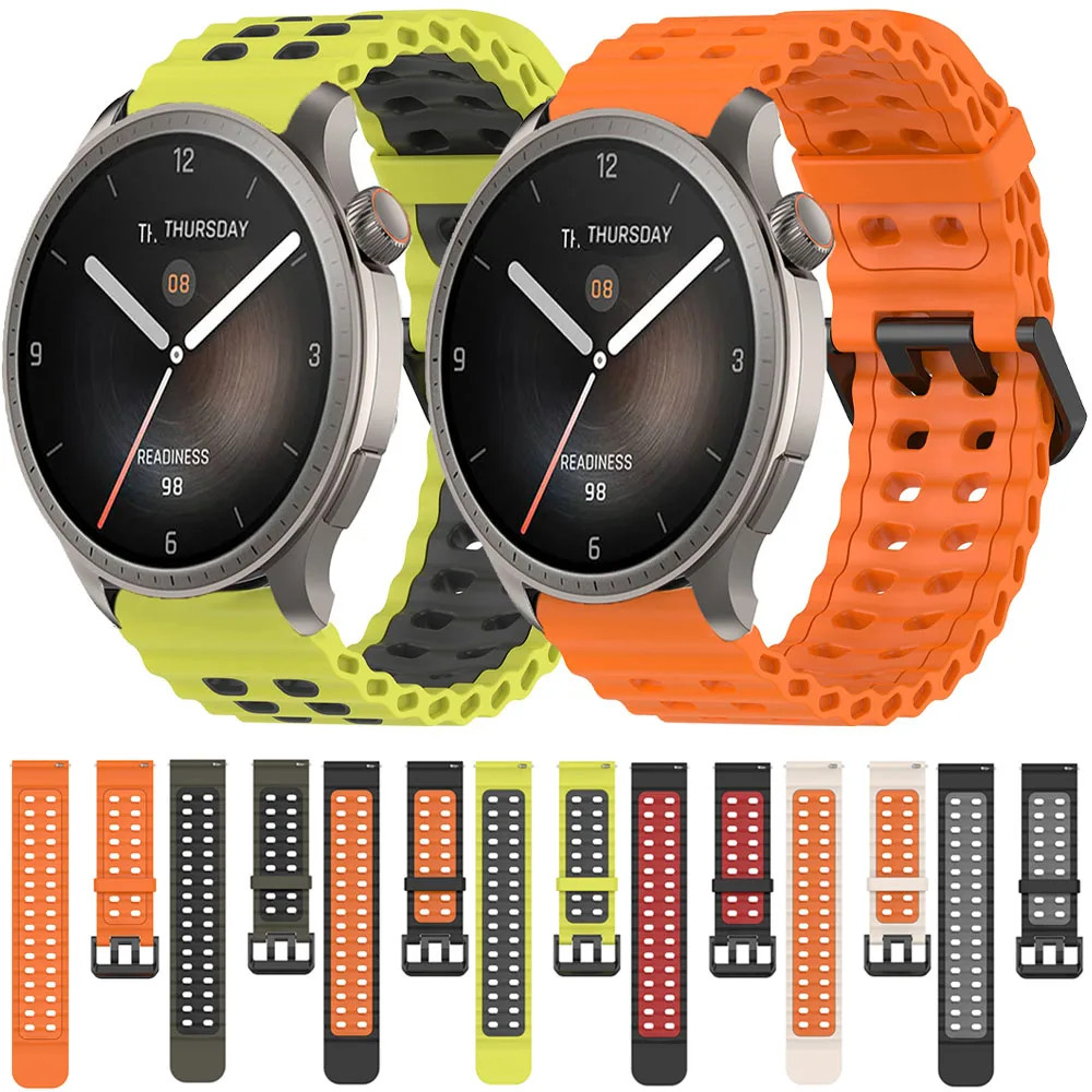 22mm Silicone Strap for Amazfit Balance 2 1 Bip 6 5/GTR 4 3 Pro/Huawei 46mm Band