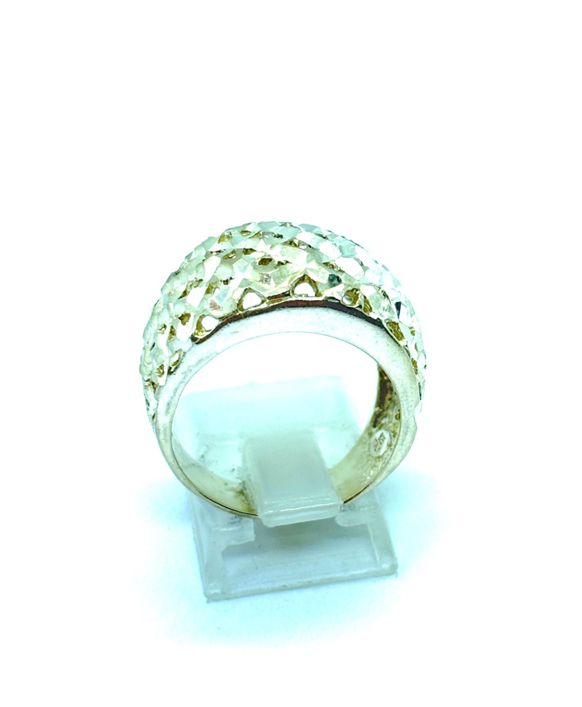 Italian Chunky Sterling Silver Textured Wide Band Ring – Size P1/2 (US 8) 7 gr