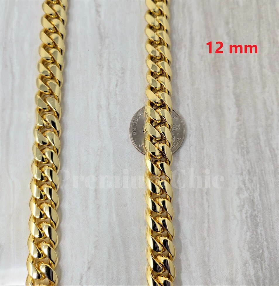 COMBO SET Mens Miami Cuban Link Bracelet & Necklace Gold Plated Stainless Steel