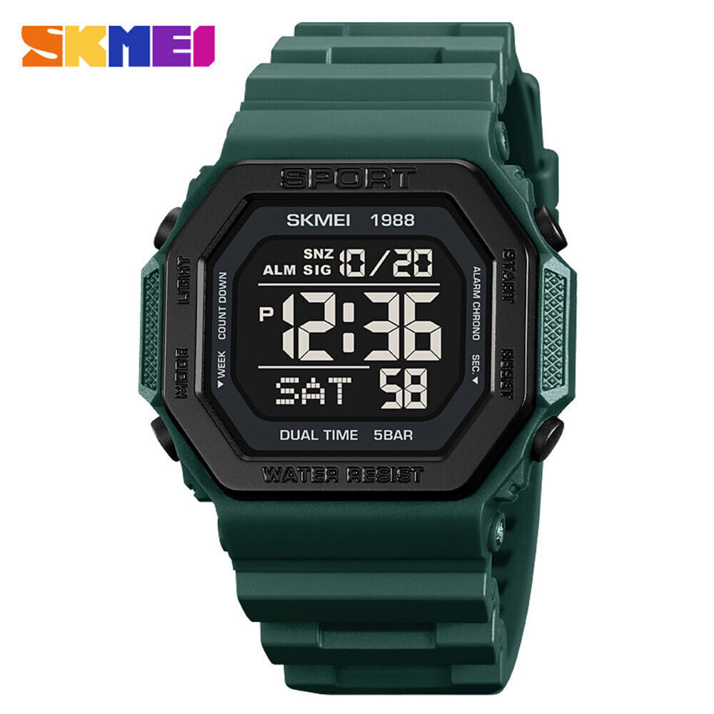 SKMEI Men Watch Rectangle Sport Watches Students Boy LED Date Digital Wristwatch