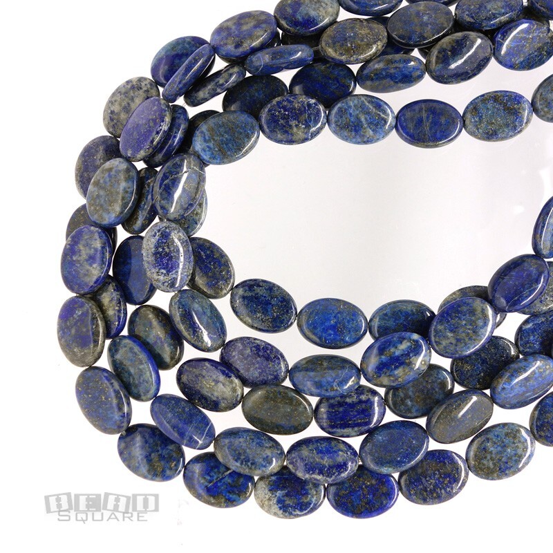 15.5″ Natural Blue (No Dyes) Lapis Lazuli Flat Oval Beads 13mm x 18mm #26147