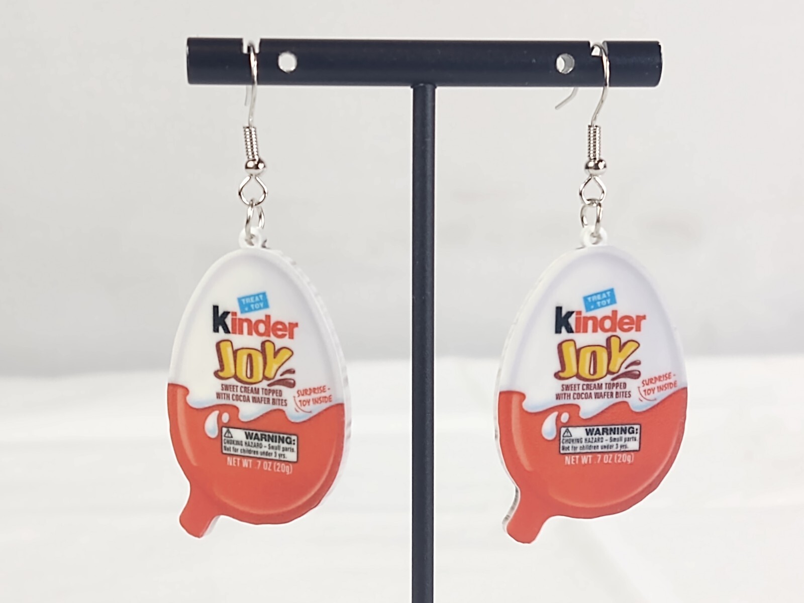 Drop Dangle Pierced Earrings Kinder Joy Wafer Bites Costume Jewelry Novelty