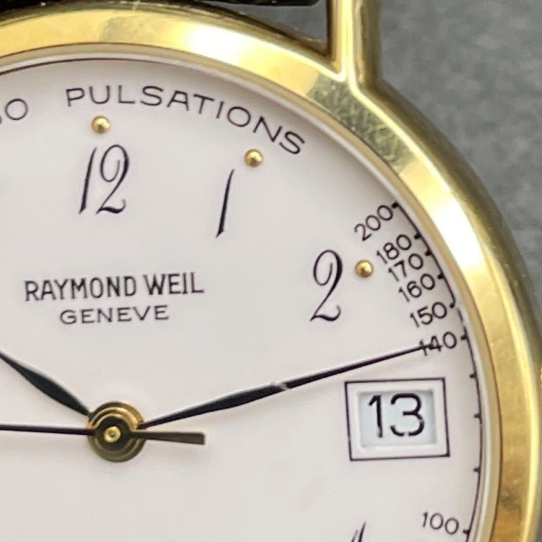 Raymond Weil Pulse Men’s Watch 18K Gold Quartz Black Dial Used