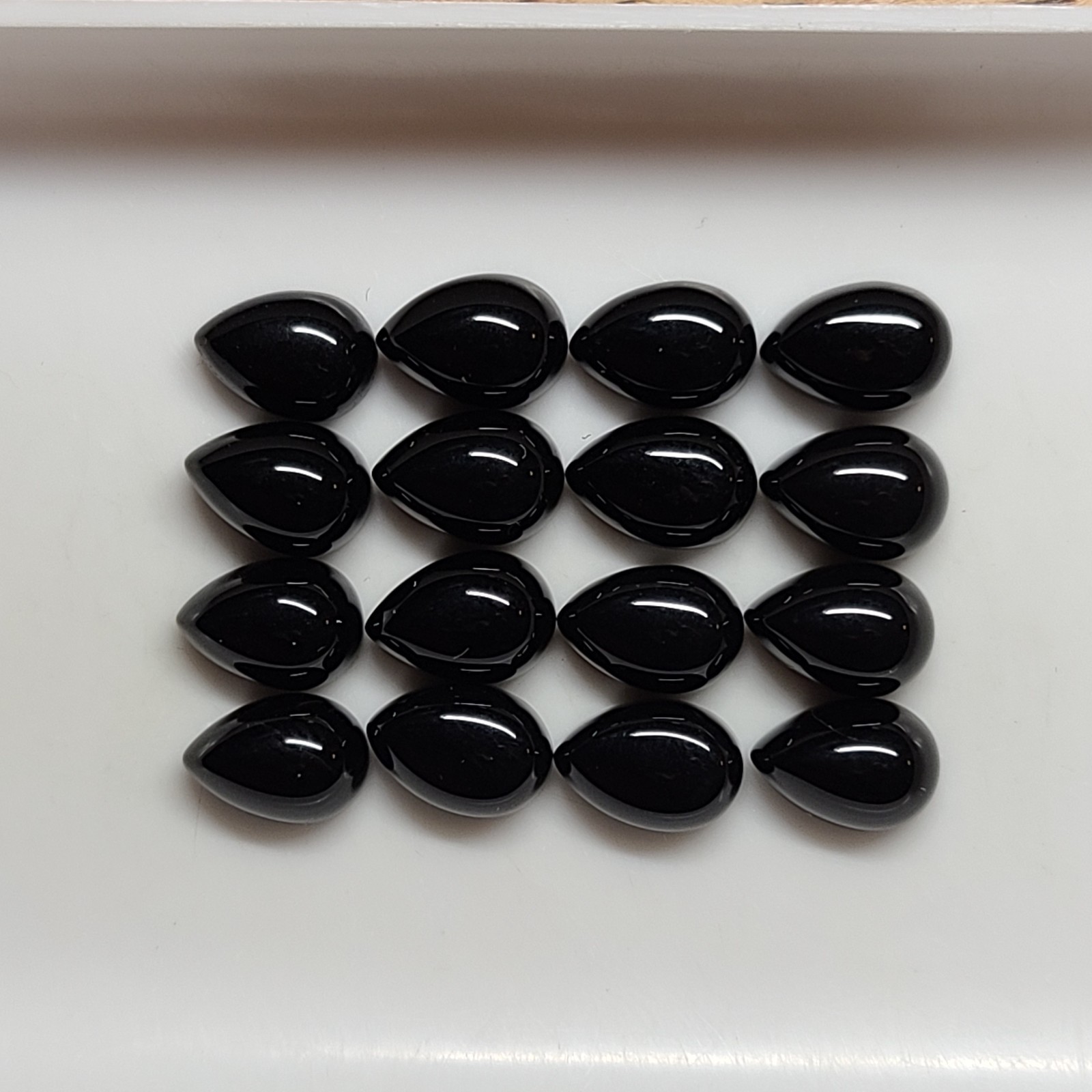 Black Onyx 6x4mm, 7x5mm, 8x5mm, 9x6mm Flat Back Pear Cabochon Loose Gemstone(s)