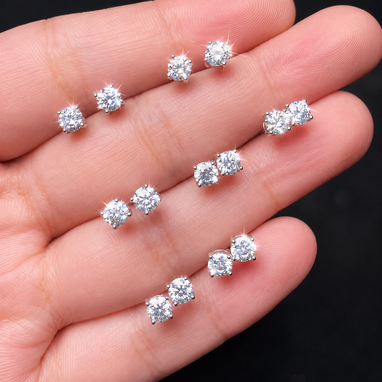 Moissanite Screw Back 14k Gold Solitaire Stud Earrings GRA Certified D/VVS1