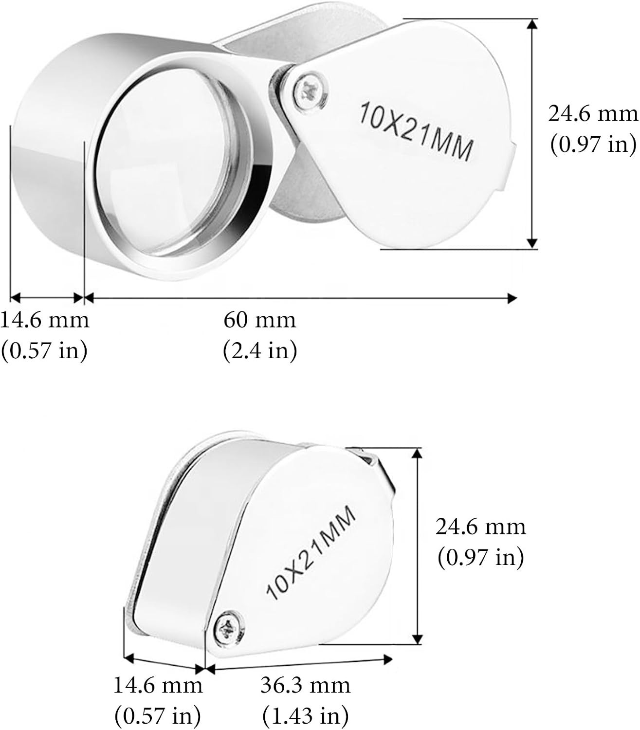 10X Jewelers Loupe Magnifier Pocket Magnifying Glass Small Jewelry