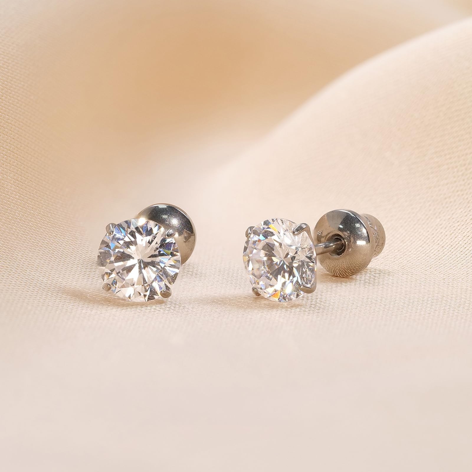 G23 Titanium CZ Stud Earrings, Hypoallergenic F136 Implant Grade Titanium Scr…