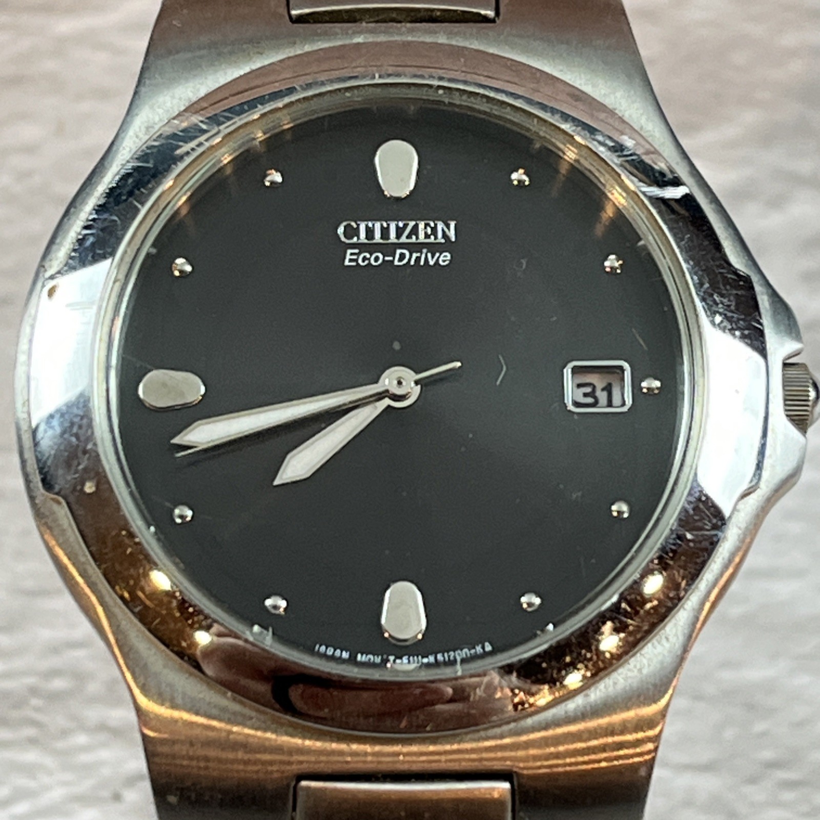 Citizen Eco-Drive Men’s Stainless Steel Watch E111-K16750 Solar Black Dial