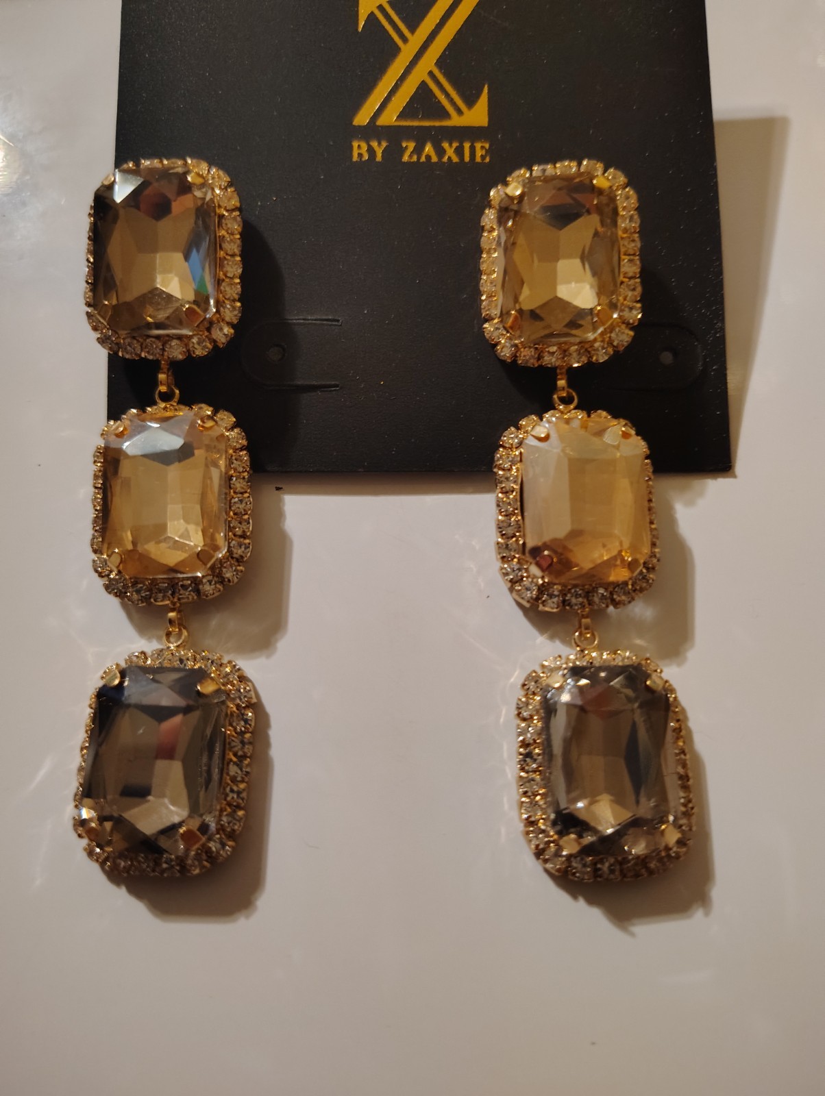 Elegant | Z By Zaxie Earrings Yellow Glass Rhinestone