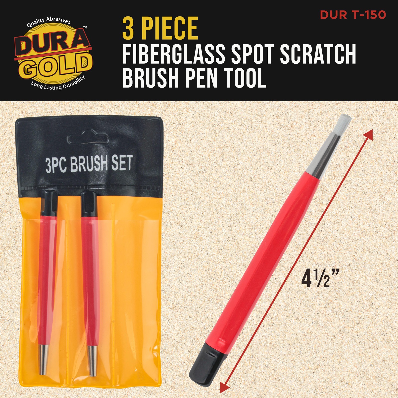 3 Fiberglass Spot Scratch Brush Pen Tools, Clean, Sand, Remove Rust & Corrosion