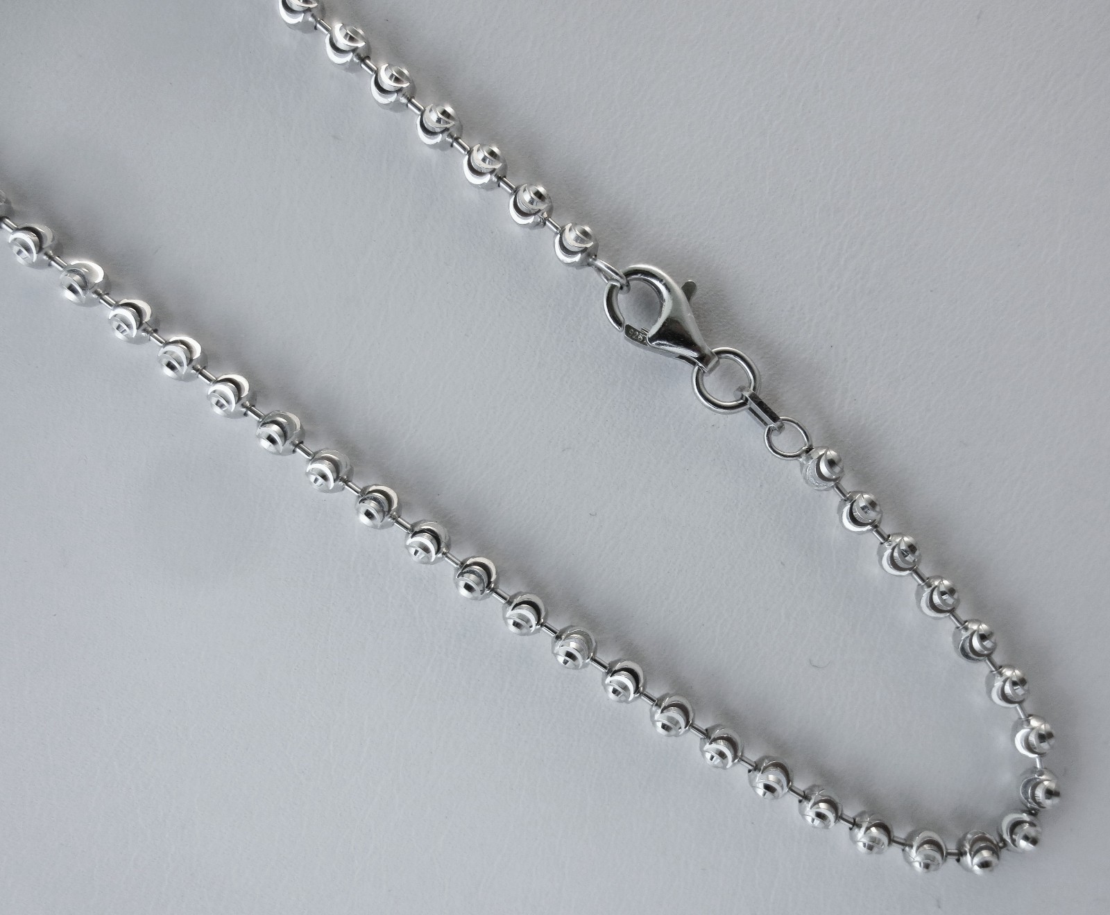 Moon-cut Chain 3mm Rhodium Plated over 925 Sterling Silver 18,20,24,30,36 inch