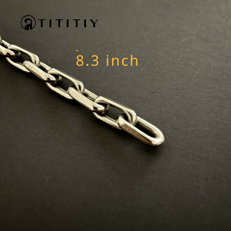 8mm Pure Titanium Chain Bracelet for Men’s Flat O-Chain Anti Allergy 8.3 inch