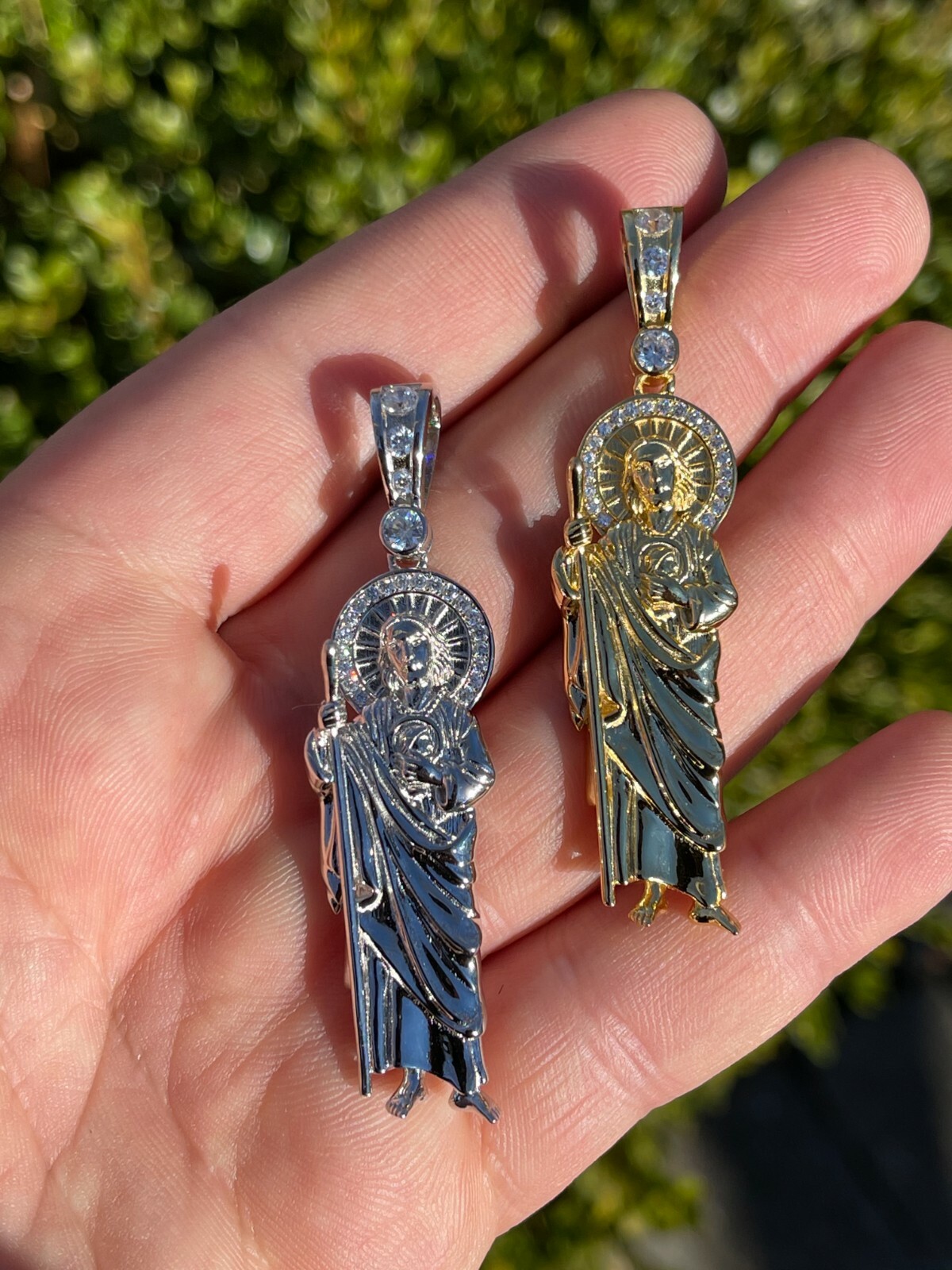 Men’s Real Solid 925 Sterling Silver/Gold Plated St Jude San Judas Tadeo Pendant