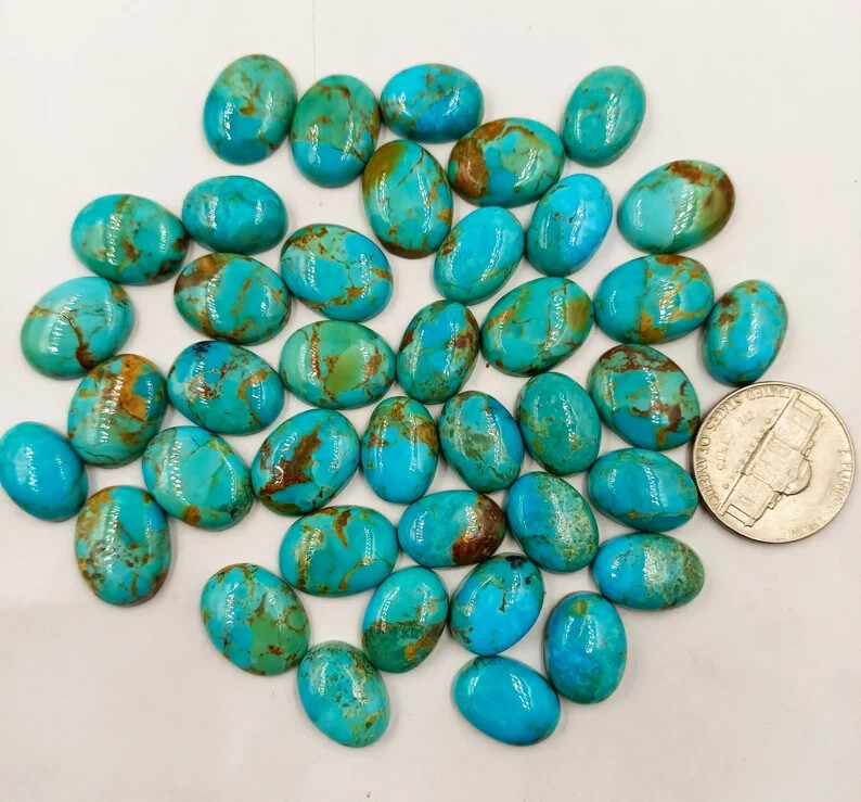 [WHOLESALE] BLUE MOHAVE TURQUOISE CABOCHON OVAL SHAPE LOOSE GEMSTONE