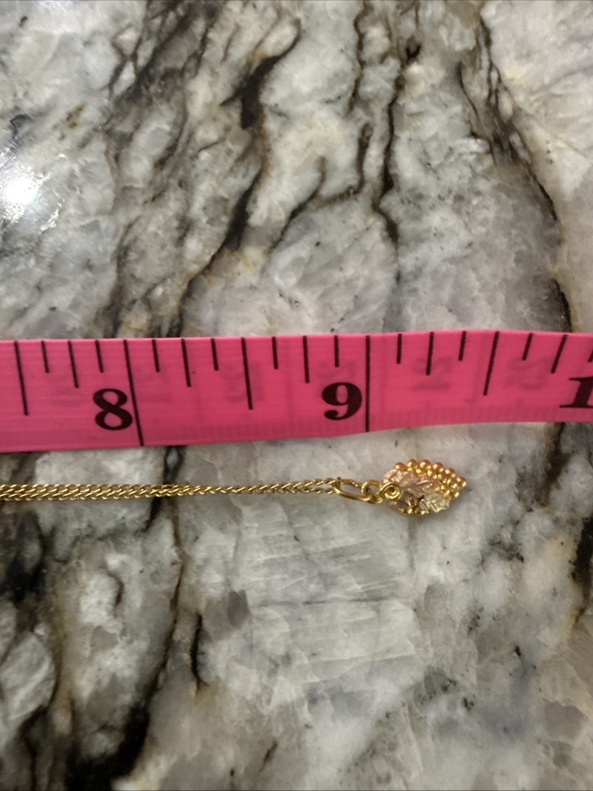 NEW Vintage 10-12K Black Hills Gold Tri-Color Necklace Landstrom’s W/Orig. Box