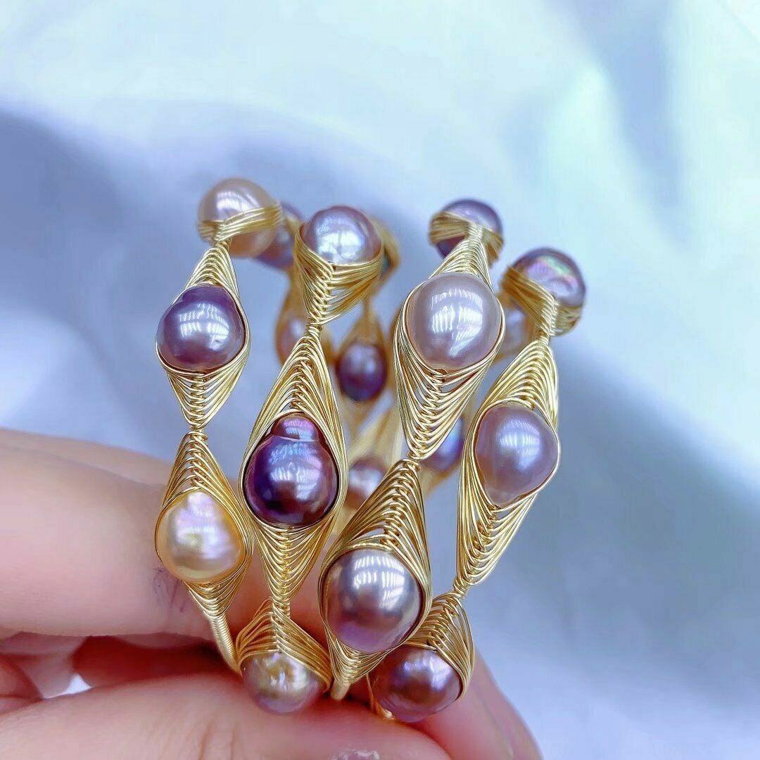 1pcs Exquisite handmade AAA+ baroque mixed color pearl bracelet