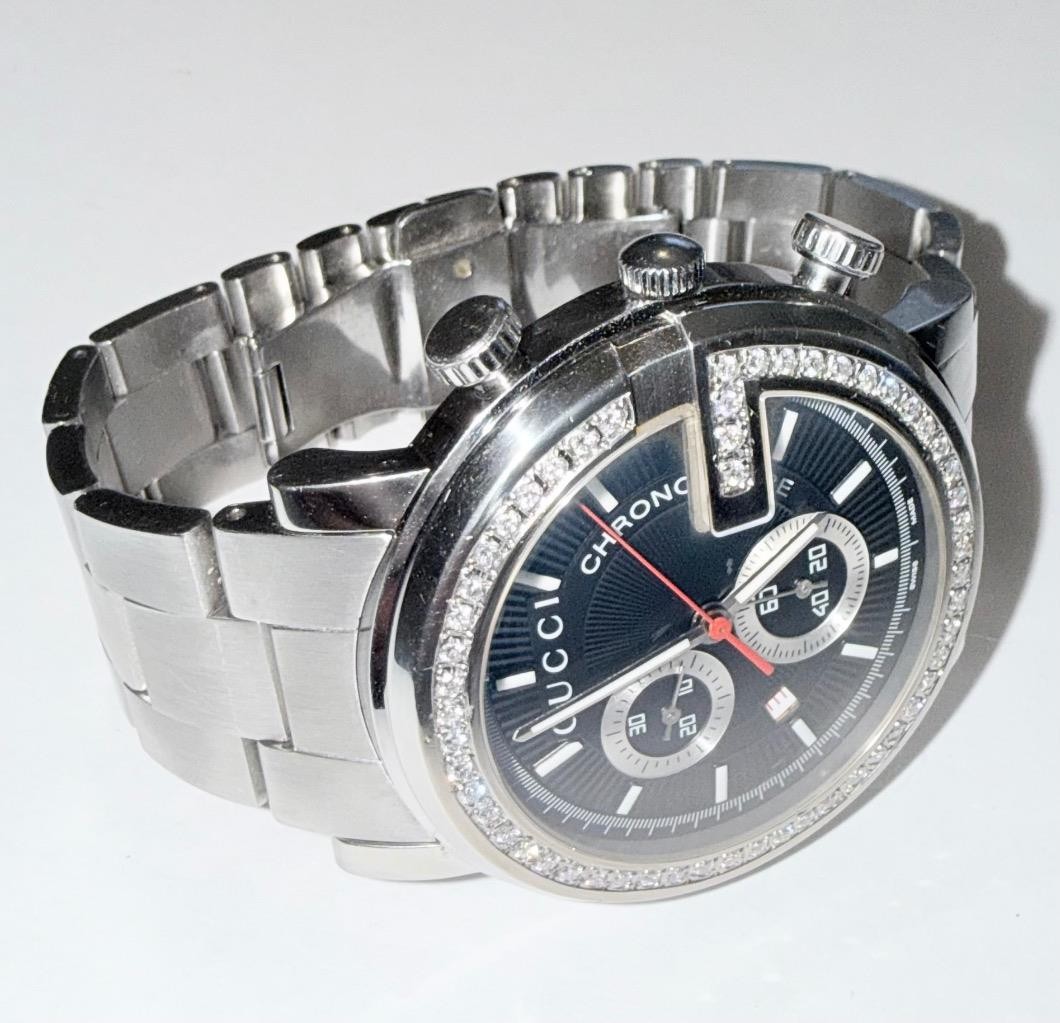 GUCCI MENS 101M CHRONOSCOPE LAB GROWN DIAMOND WATCH (PARTS/REPAIR)