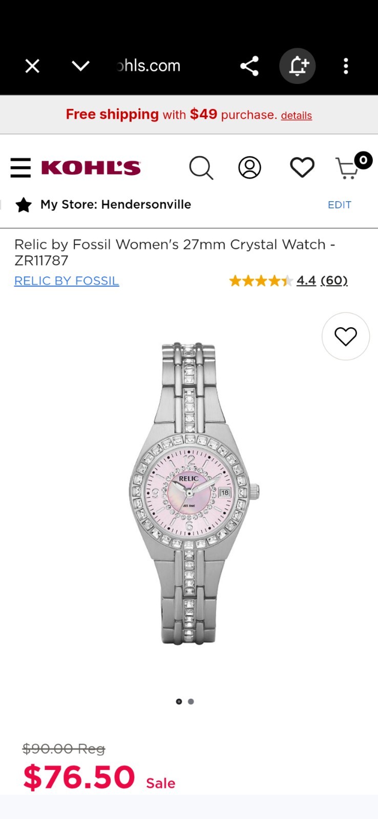 Relic By Fossil Queen’s Court Watch All Stainless Steel ZR11787 26mm Womens