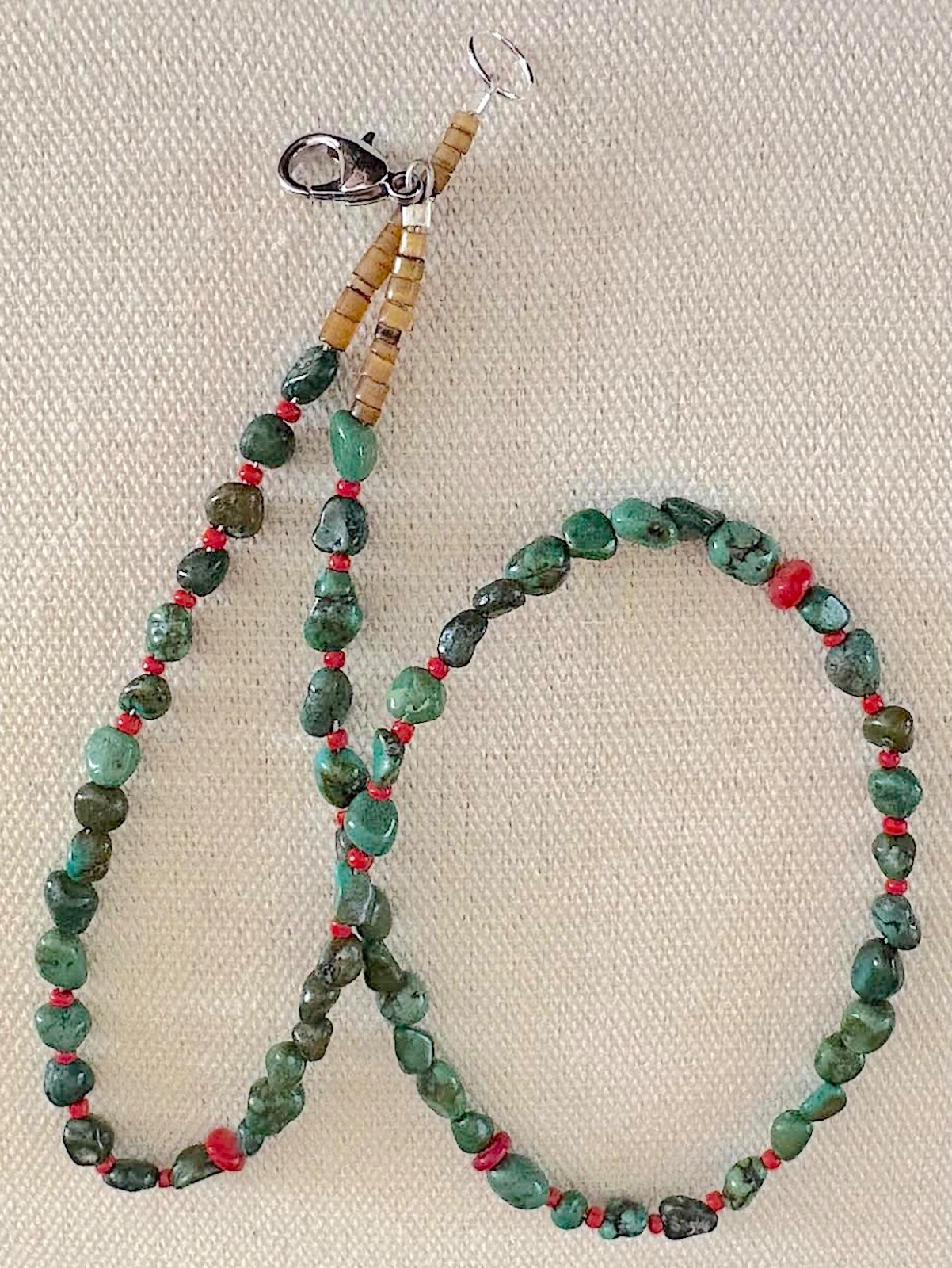 Turquoise/Red Coral/18.75″/Gemstone Necklace (NCT-22)