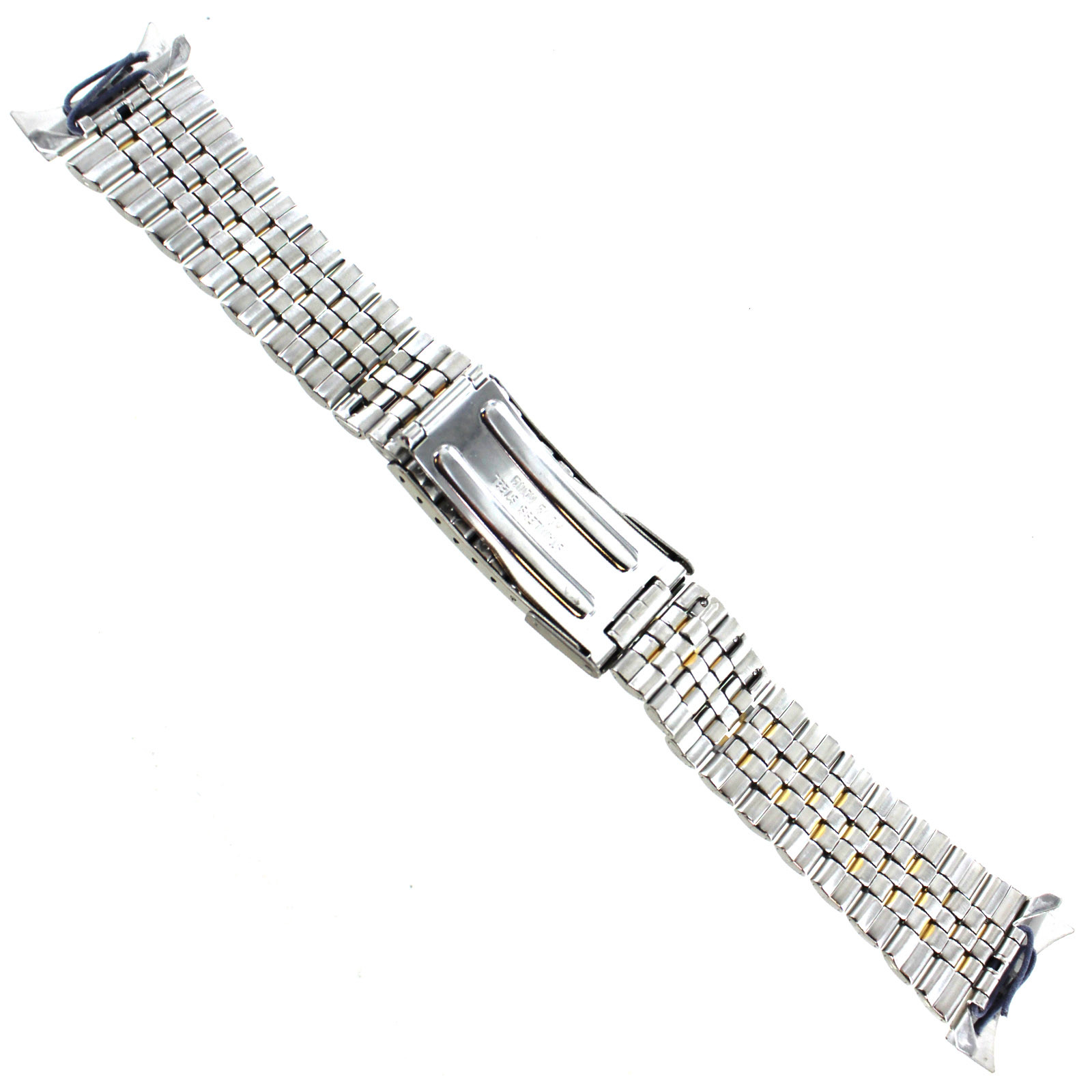 22mm Milano Curved Two-Tone Stainless Mens Safety Fold Over Clasp Band 156970