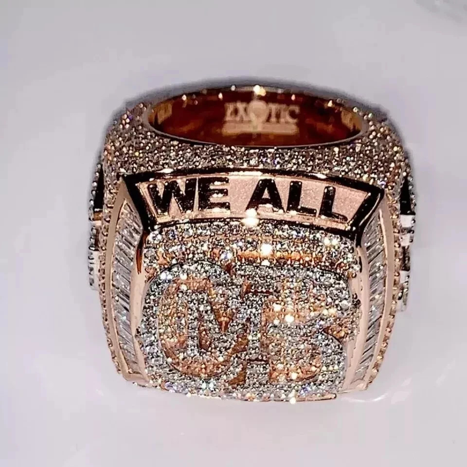5Ct Round Cut Lab Created Diamond Customize Letter Men’s Ring 14K Rose Gold Over