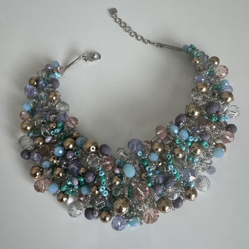 Aldo Beaded Multicolored Dramatic Statement Bib Collar Necklace