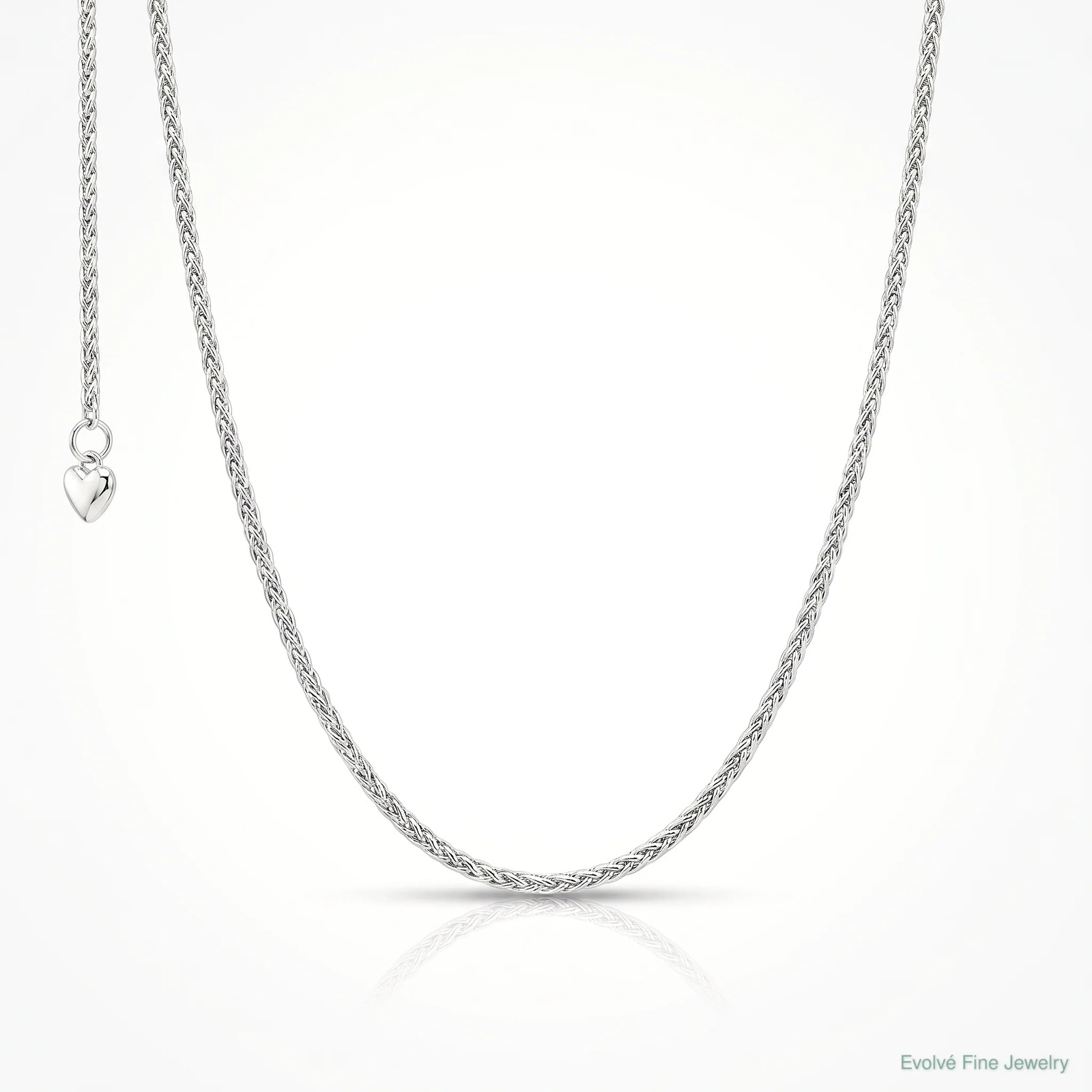 14K White Gold Adjustable 1.4mm Wheat Chain Necklace 22″-30″