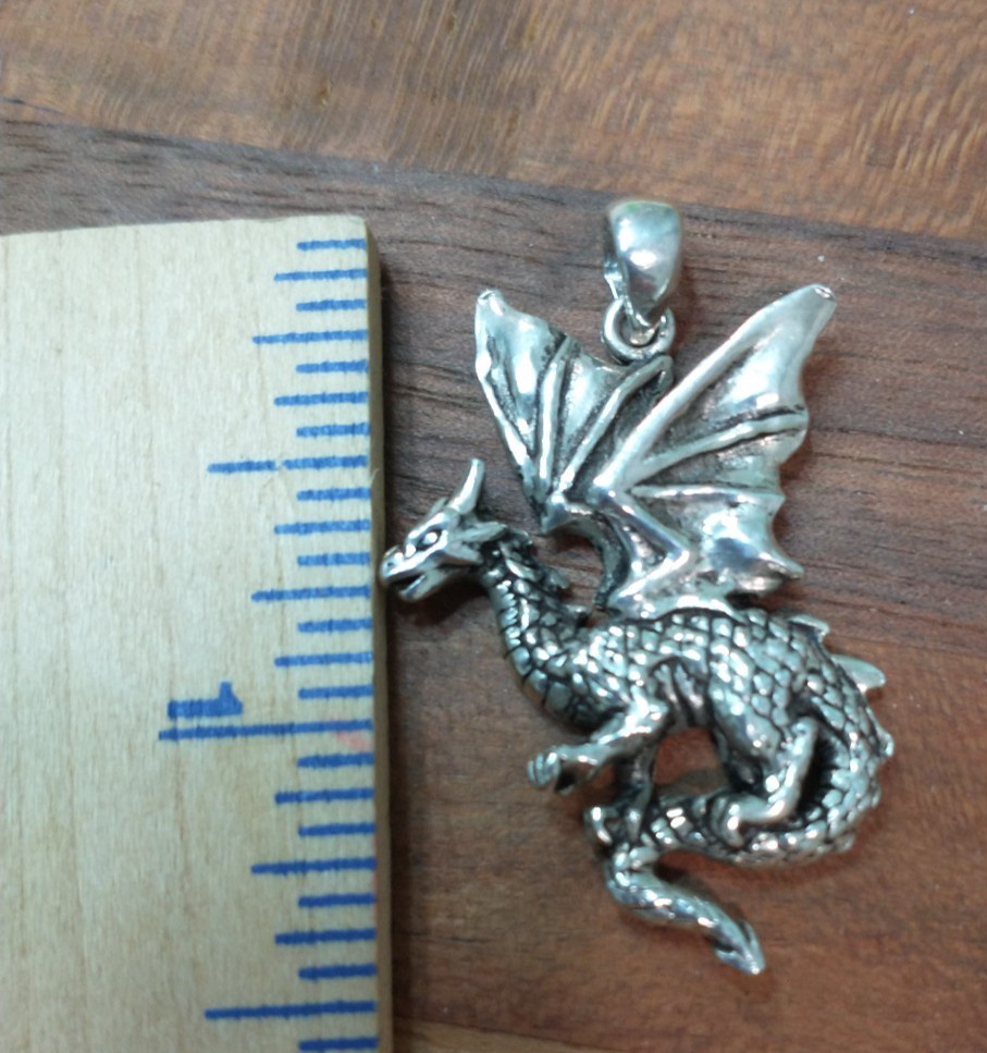 .925 Dragon pendant Medieval style Peter Stone designed with great detailing