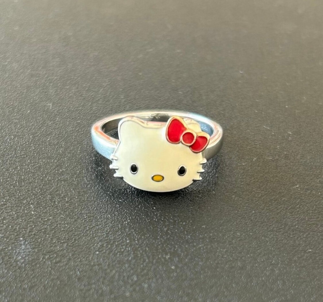 Hello Kitty Enamel Sterling Silver Ring Kimora Lee Simmons for Neiman Marcus