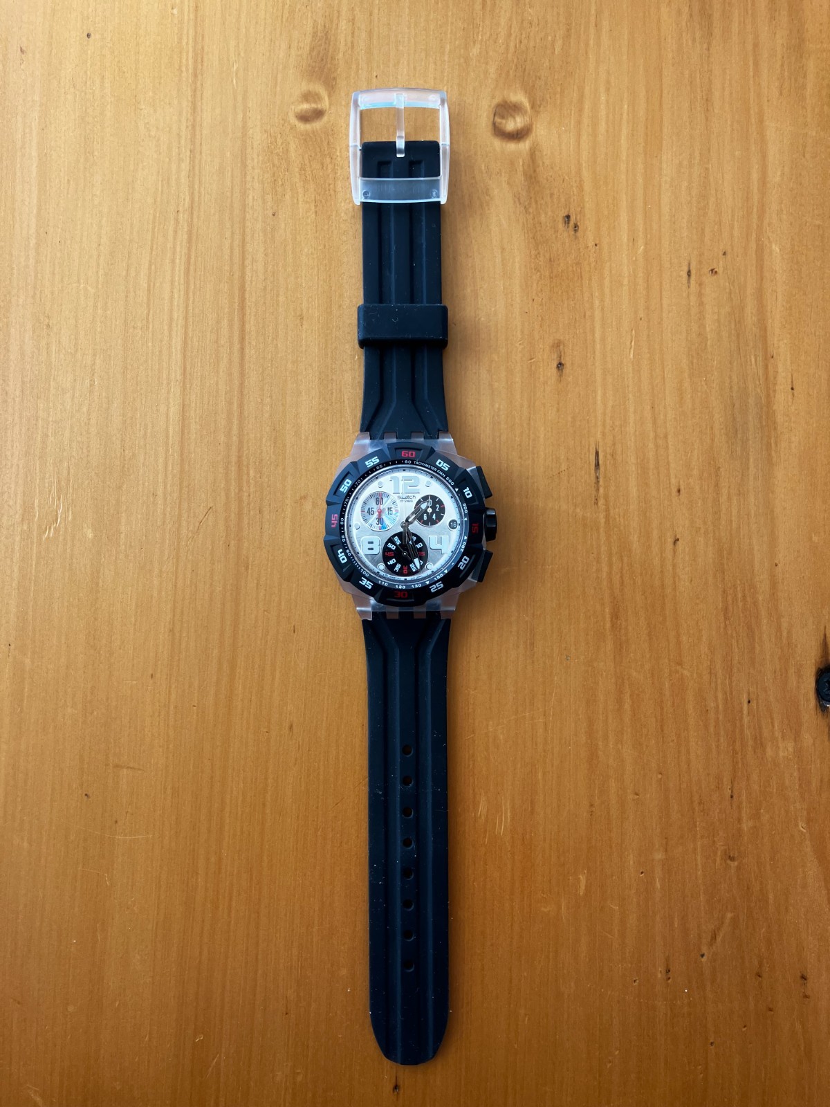 Men’s Black Chronograph Quartz Watch “Swatch” 2007 Tachymeter