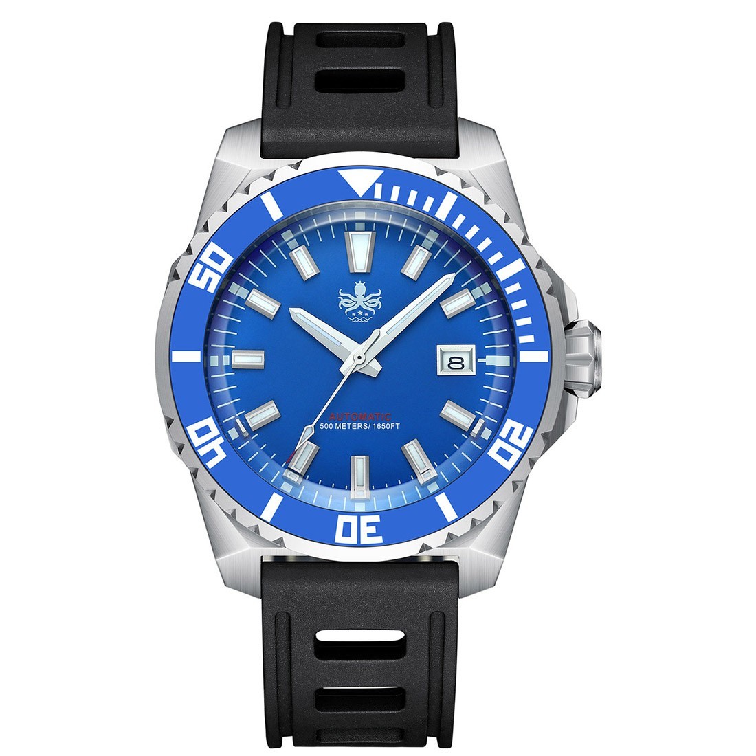 Phoibos LEVIATHAN 500M Steel Automatic Black Ceramic Blue Diver Men’s Watch