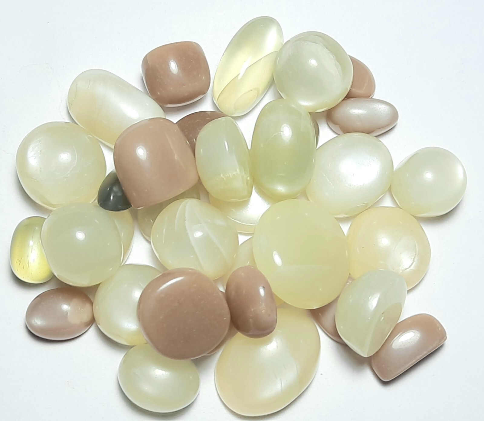 White Grey Peach Chocolate Moonstone Mix 500 Carat Lot Cabochon Free Shipping