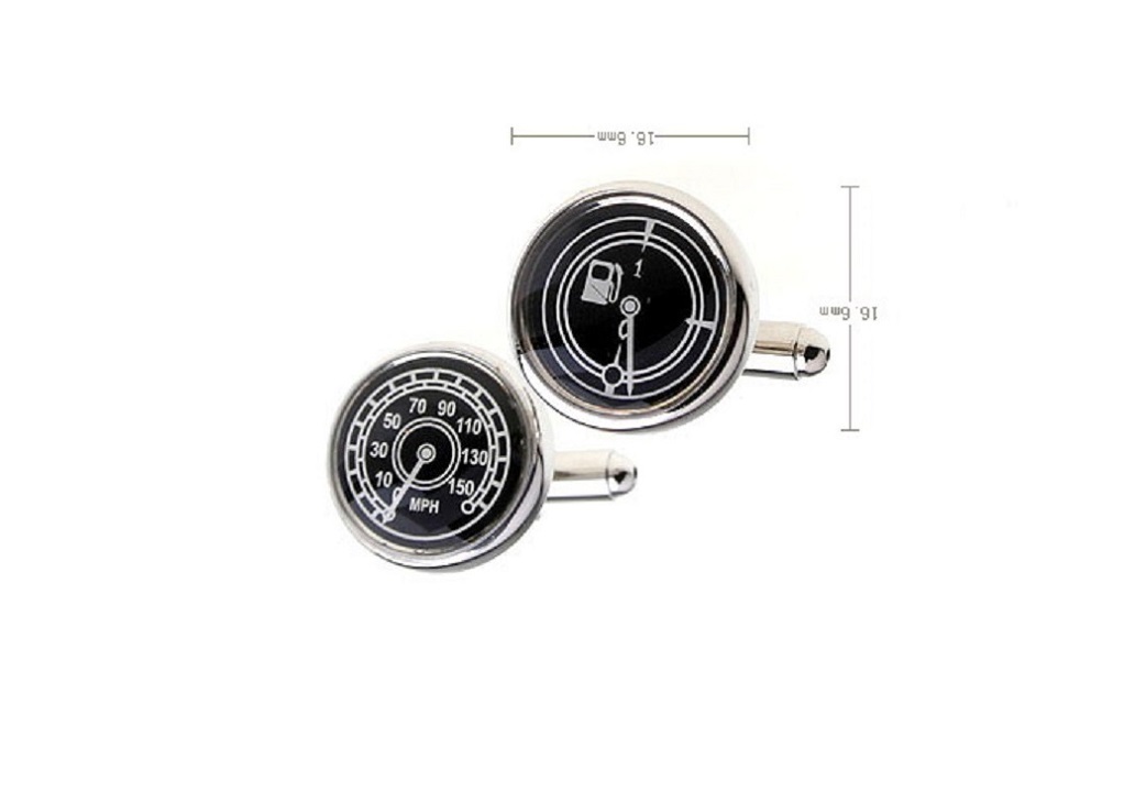 Speedometer Fuel Gas Gauge Pair Cufflinks MPH Wedding Gift Box & Polishing Cloth