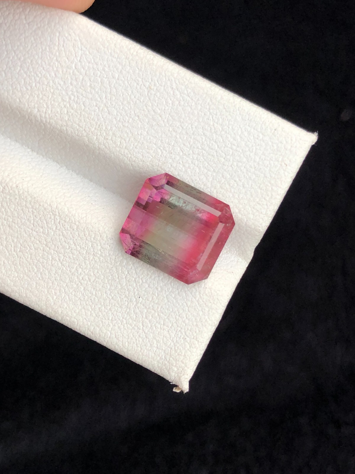 Tri-Color Tourmaline Gemstone: Emerald Cut, Afghanistan Origin, 6.8 Carats