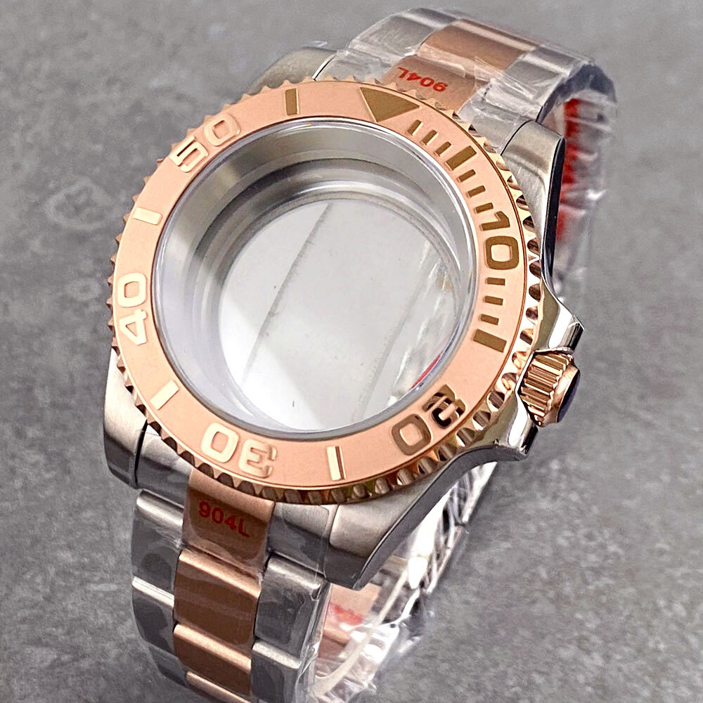 40mm Two Tone Rose Gold 20ATM Diver Watch Case fit NH35 NH34 NH36 ETA2824 PT5000