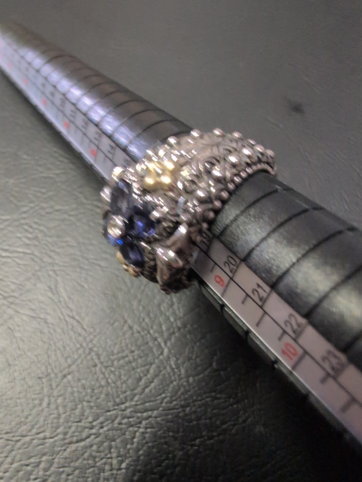 BARBARA BIXBY RING FLOWER GEMSTONE IOLITE TOPAZ SIZE 8 SS 18K Rare