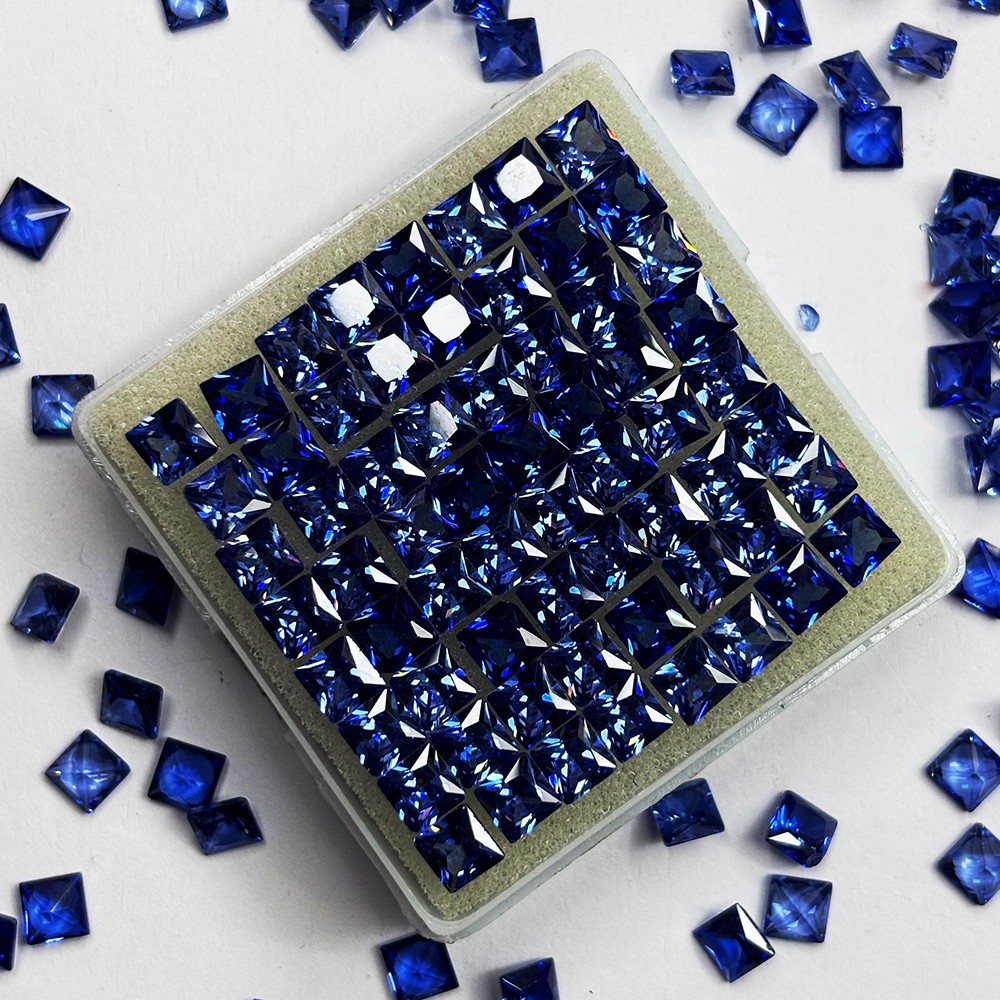 12.00 Ct Square Cut Natural Blue Sapphire Certified Loose Gemstone 5×5 mm Lot