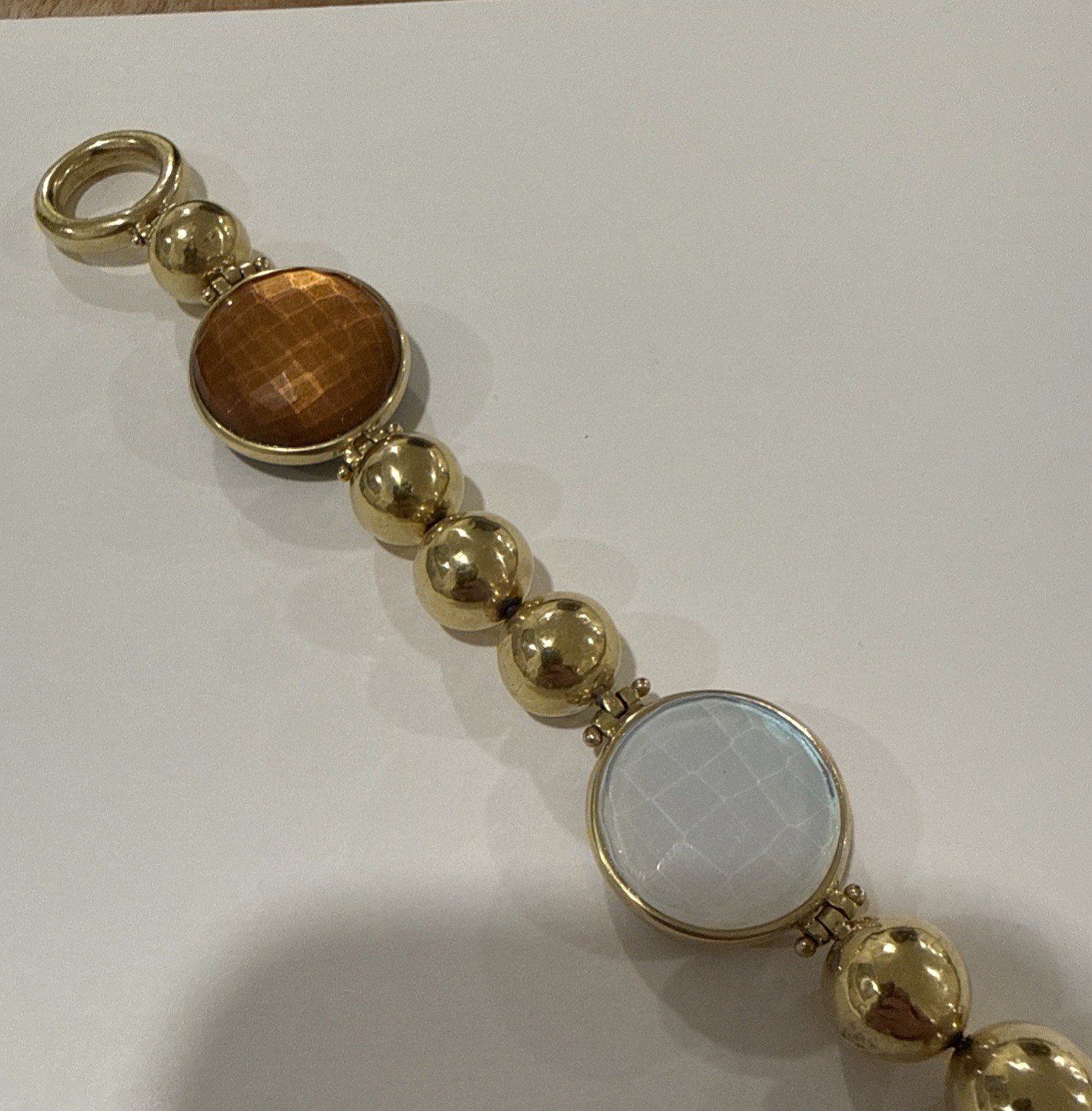 Vintage Steve Vaubel Signed Gold Plated Bracelet W/Gems – Estate Jewelry – 9”