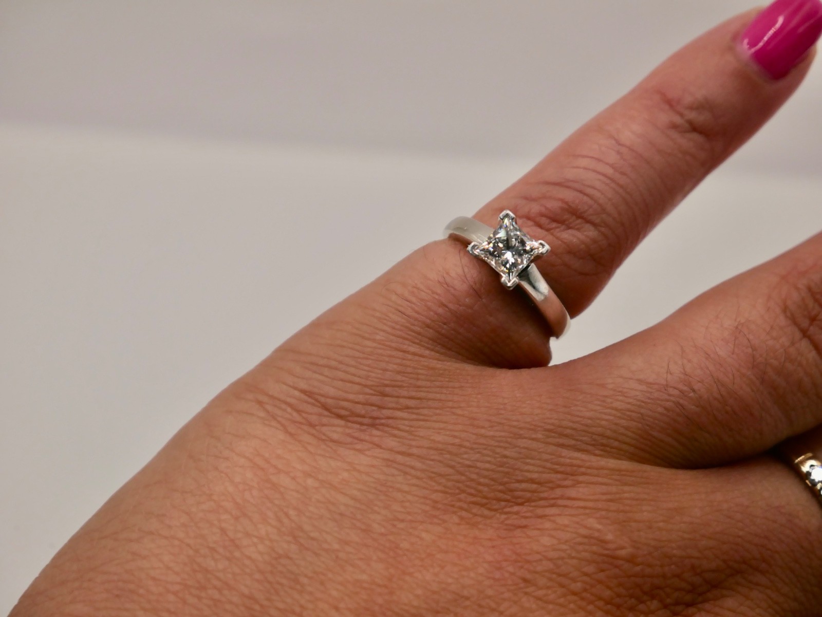 Leo Princess Diamond Solitaire Engagement Ring 1.03 ct 14K & Plat