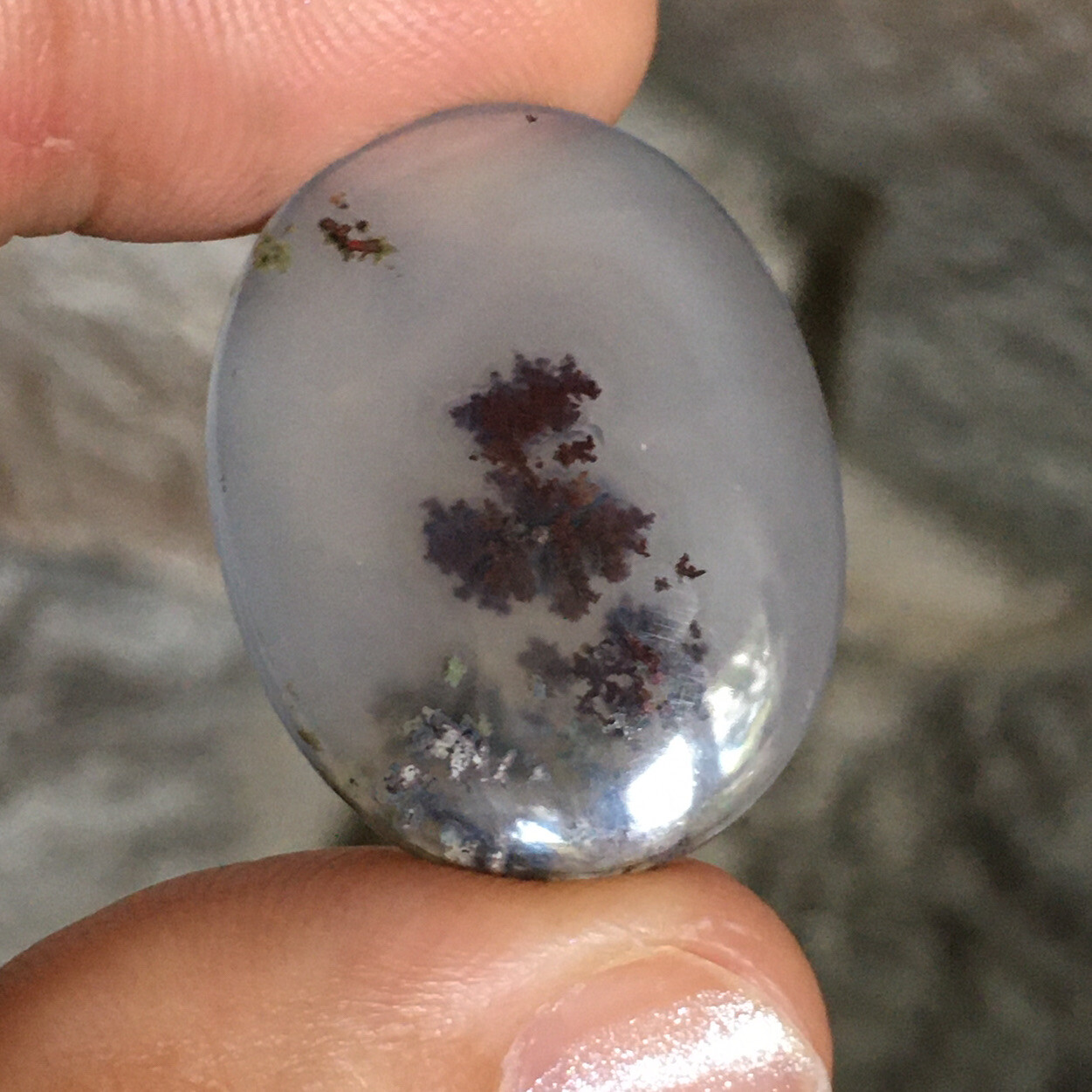 28×22.5×5.4mm Very Fune Dendrite Agate Oval Cabochon Loose Picture Stone