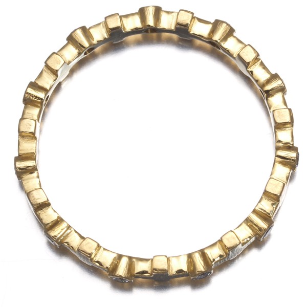 Auth AHKAH Ring Diamond 0.11ct Cross Matte US5-5.25 18K 750 Yellow Gold